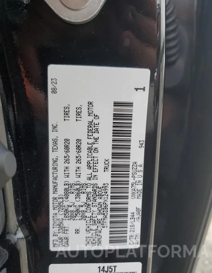 TOYOTA TUNDRA CRE 2023 vin 5TFMA5DB6PX124993 from auto auction Copart