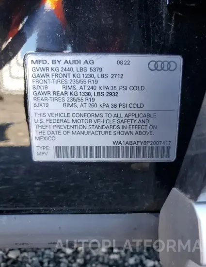 AUDI Q5 PREMIUM 2023 vin WA1ABAFY8P2007417 from auto auction Copart