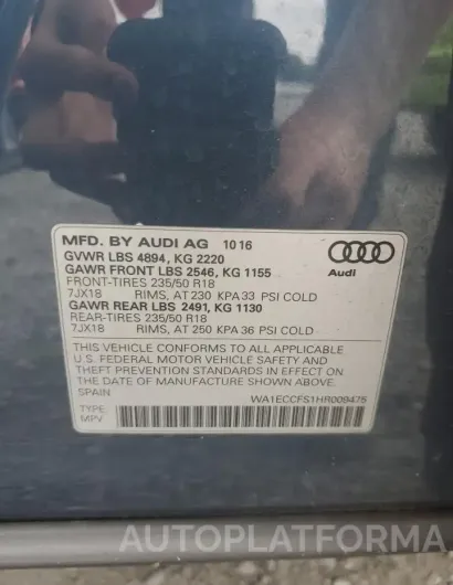 AUDI Q3 PREMIUM 2017 vin WA1ECCFS1HR009475 from auto auction Copart