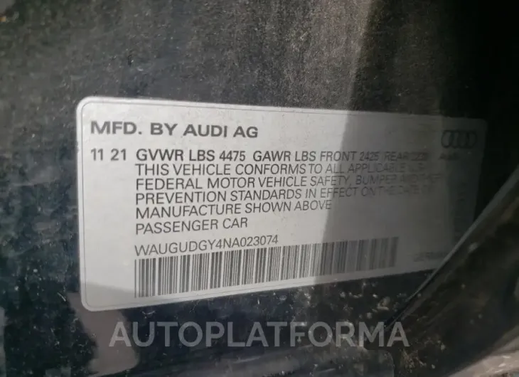 AUDI A3 PREMIUM 2022 vin WAUGUDGY4NA023074 from auto auction Copart