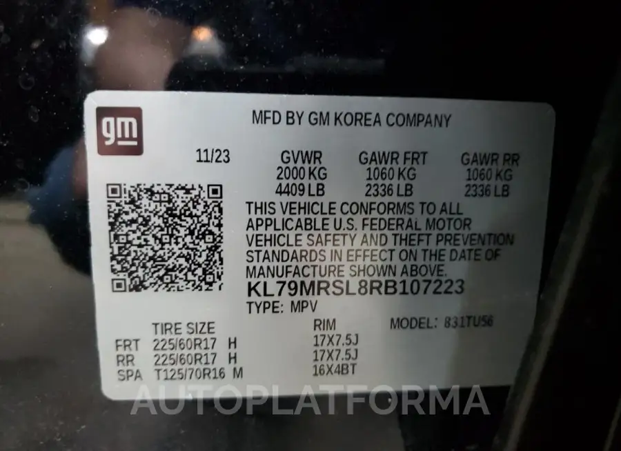 CHEVROLET TRAILBLAZE 2024 vin KL79MRSL8RB107223 from auto auction Copart