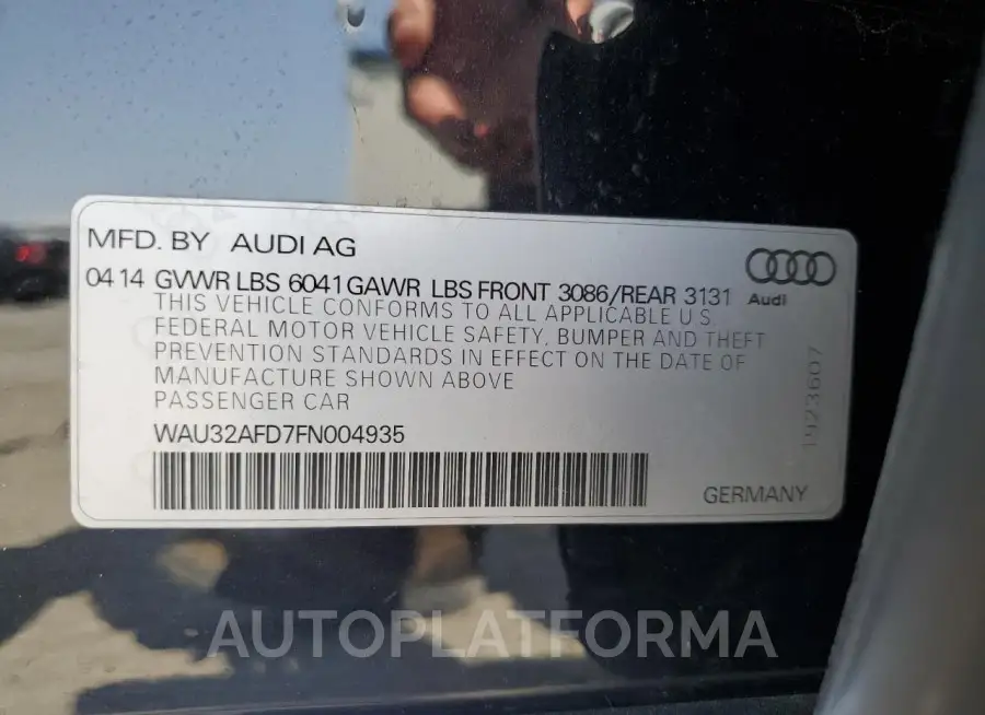 AUDI A8 L QUATT 2015 vin WAU32AFD7FN004935 from auto auction Copart