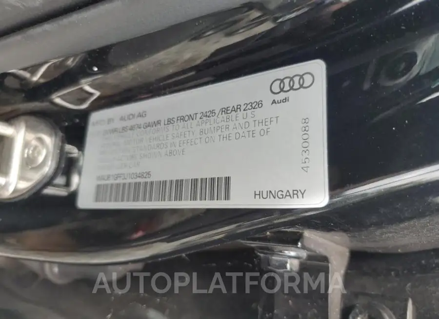 AUDI S3 PREMIUM 2018 vin WAUB1GFF3J1034825 from auto auction Copart