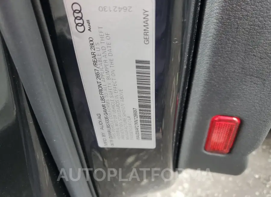 AUDI A6 PREMIUM 2019 vin WAUD8AF27KN128697 from auto auction Copart