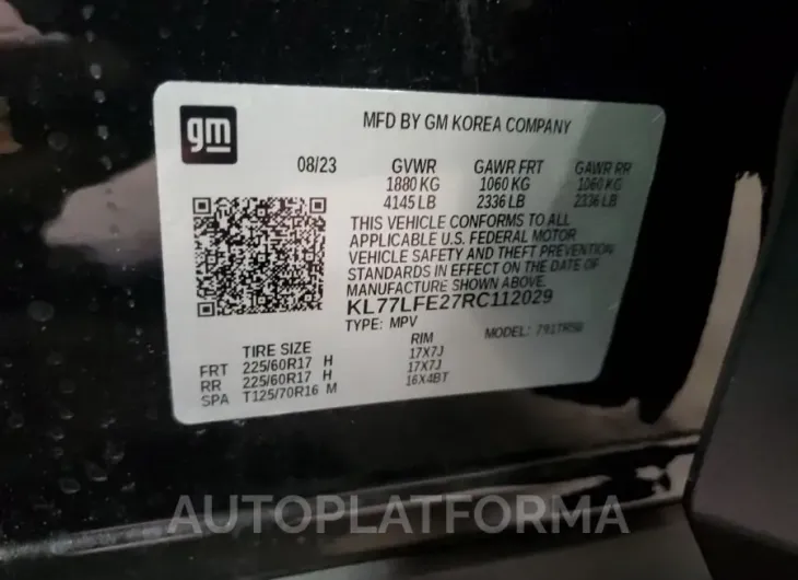 CHEVROLET TRAX LS 2024 vin KL77LFE27RC112029 from auto auction Copart