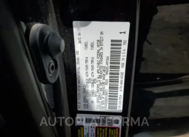 TOYOTA TACOMA DOU 2019 vin 5TFAX5GN2KX156517 from auto auction Copart