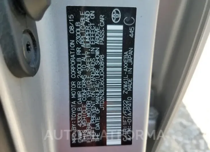 TOYOTA PRIUS V 2016 vin JTDZN3EU6GJ040898 from auto auction Copart