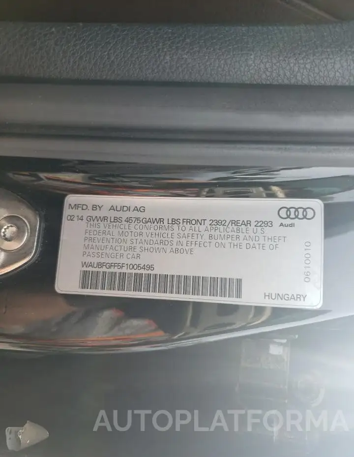 AUDI A3 PREMIUM 2015 vin WAUBFGFF5F1005495 from auto auction Copart