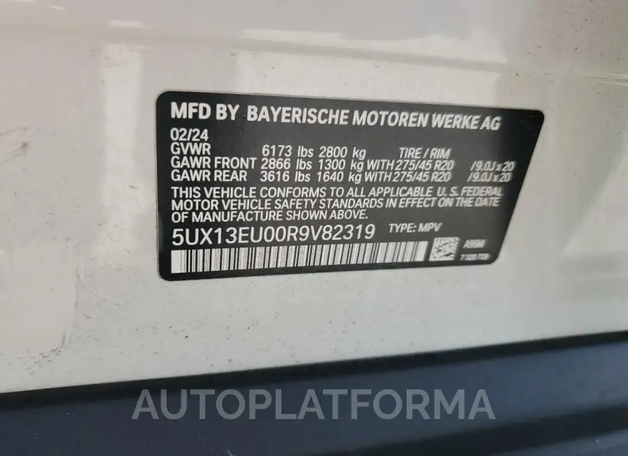 BMW X5 SDRIVE 2024 vin 5UX13EU00R9V82319 from auto auction Copart