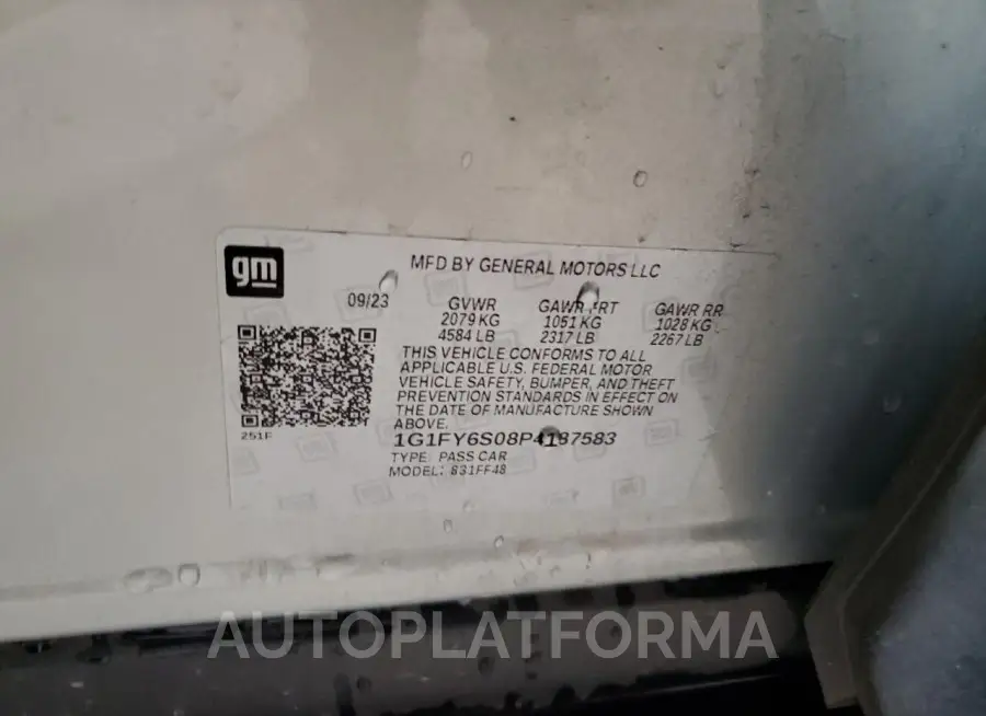 CHEVROLET BOLT EUV L 2023 vin 1G1FY6S08P4187583 from auto auction Copart