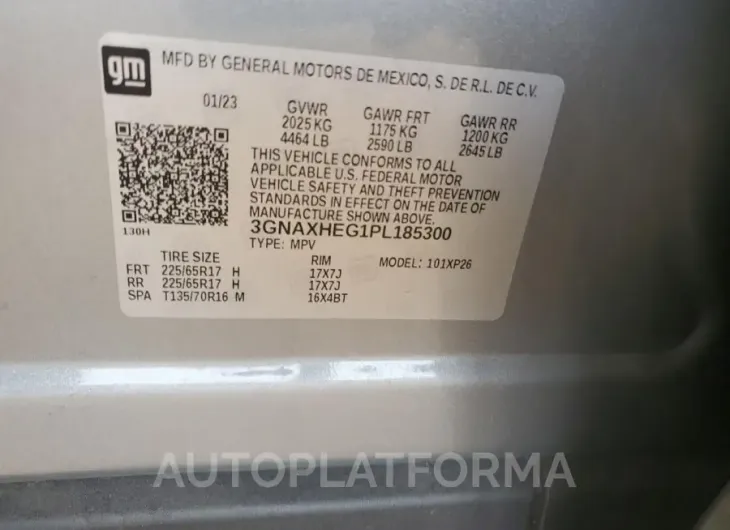 CHEVROLET EQUINOX LS 2023 vin 3GNAXHEG1PL185300 from auto auction Copart