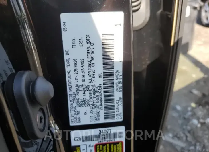 TOYOTA SEQUOIA 2024 vin 7SVAAABAXRX040299 from auto auction Copart