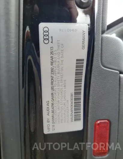 AUDI A4 PREMIUM 2019 vin WAUDNAF43KA030381 from auto auction Copart