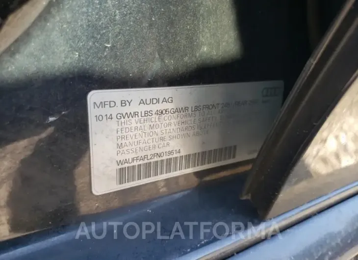 AUDI A4 PREMIUM 2015 vin WAUFFAFL2FN019514 from auto auction Copart