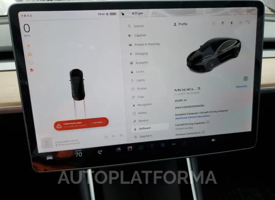 TESLA MODEL 3 2018 vin 5YJ3E1EA7JF006726 from auto auction Copart