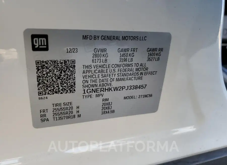 CHEVROLET TRAVERSE L 2023 vin 1GNERHKW2PJ338457 from auto auction Copart