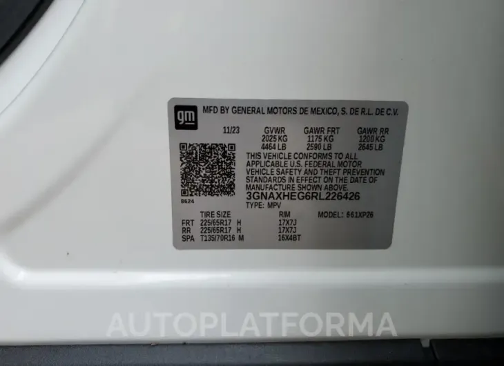 CHEVROLET EQUINOX LS 2024 vin 3GNAXHEG6RL226426 from auto auction Copart