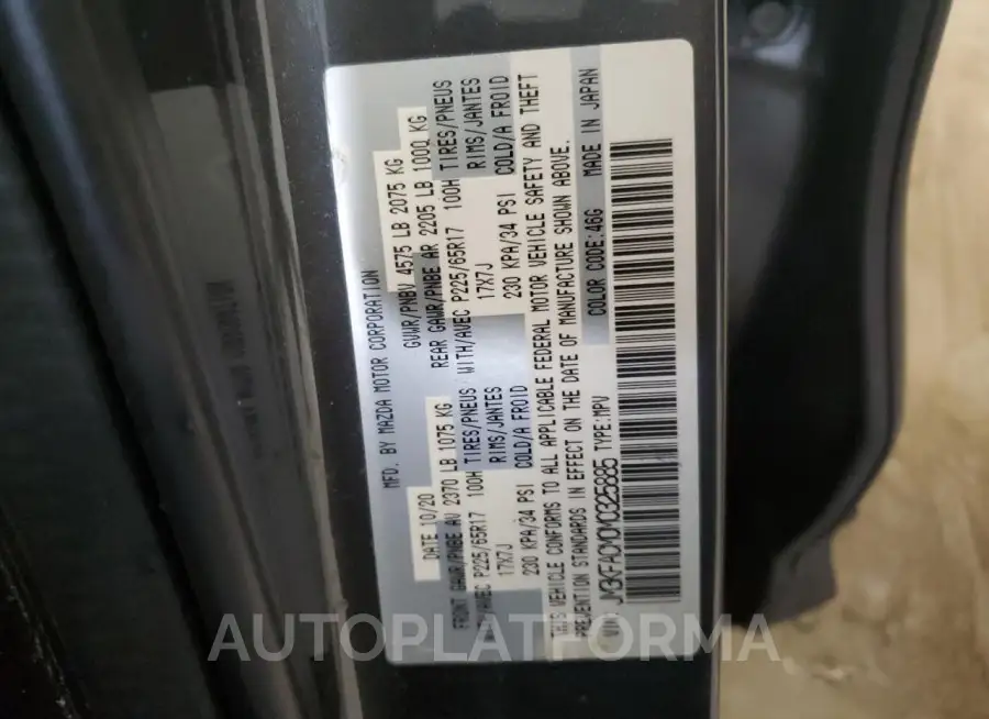 MAZDA CX-5 TOURI 2021 vin JM3KFACM0M0325885 from auto auction Copart