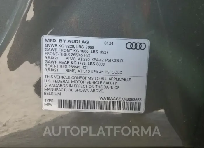 AUDI Q8 E-TRON 2024 vin WA15AAGEXRB053665 from auto auction Copart