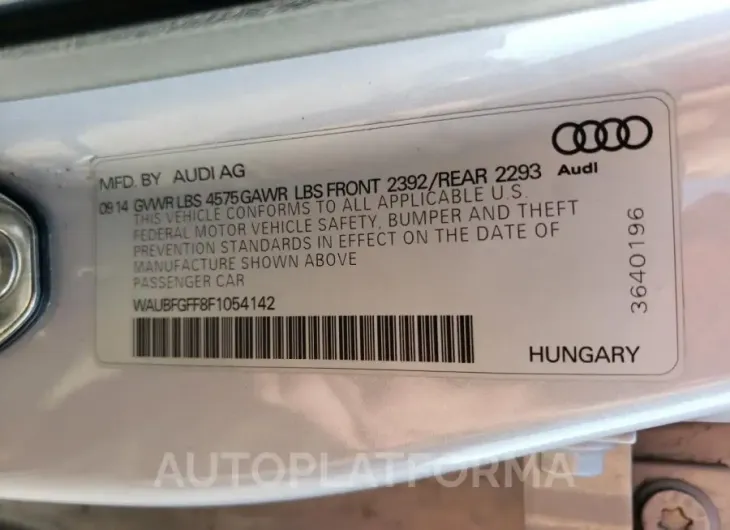 AUDI A3 PREMIUM 2015 vin WAUBFGFF8F1054142 from auto auction Copart