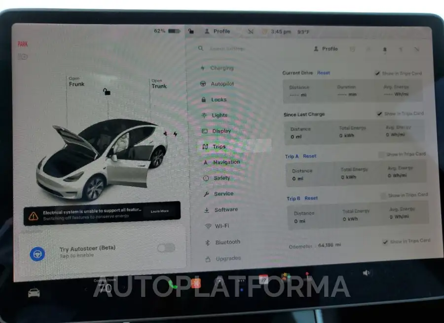 TESLA MODEL Y 2020 vin 5YJYGDEE5LF032698 from auto auction Copart