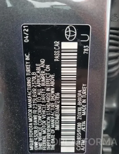 TOYOTA C-HR XLE 2021 vin NMTKHMBX6MR127856 from auto auction Copart