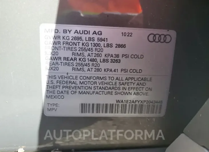 AUDI Q5 E PREMI 2023 vin WA1E2AFYXP2043448 from auto auction Copart