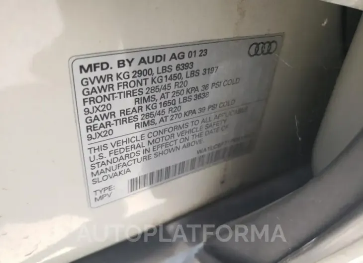 AUDI Q7 PREMIUM 2023 vin WA1LCBF71PD011882 from auto auction Copart