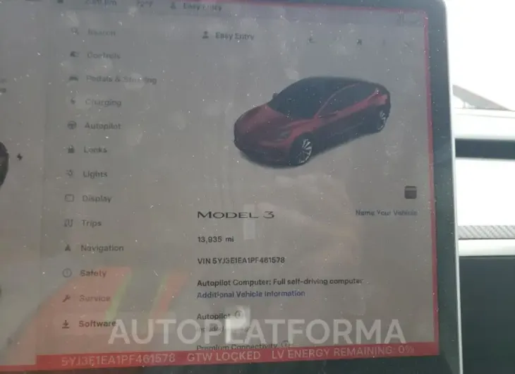 TESLA MODEL 3 2023 vin 5YJ3E1EA1PF461578 from auto auction Copart