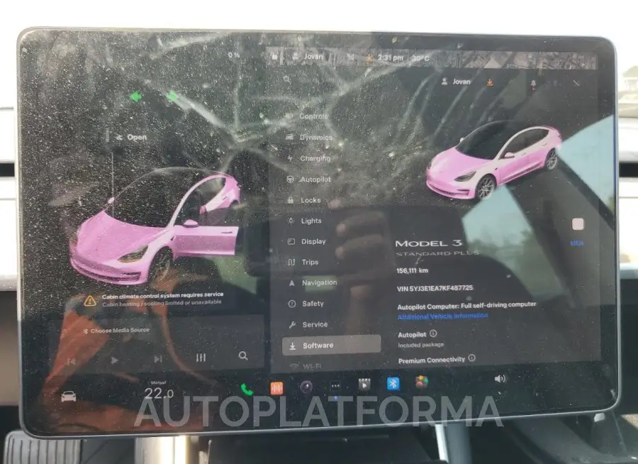 TESLA MODEL 3 2019 vin 5YJ3E1EA7KF487725 from auto auction Copart