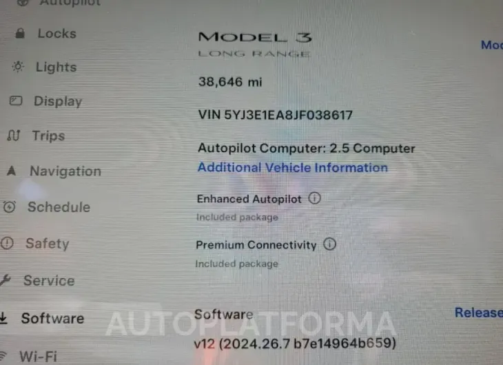 TESLA MODEL 3 2018 vin 5YJ3E1EA8JF038617 from auto auction Copart