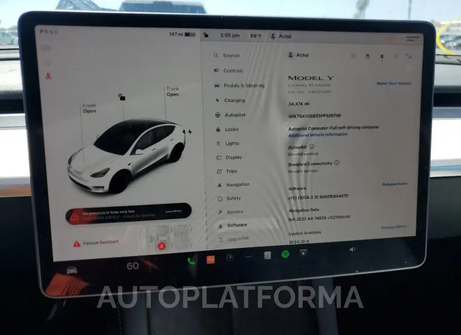 TESLA MODEL Y 2023 vin 7SAYGDEE5PF626796 from auto auction Copart