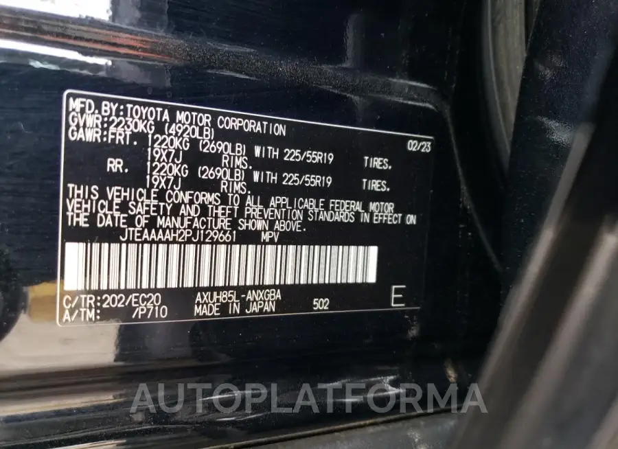 TOYOTA VENZA LE 2023 vin JTEAAAAH2PJ129661 from auto auction Copart