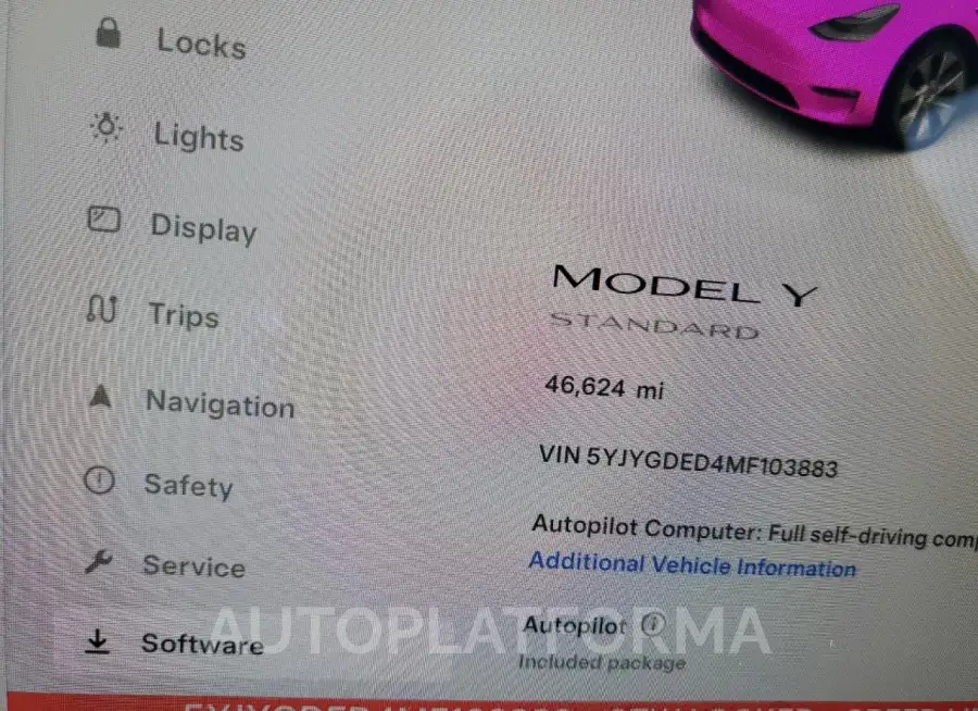 TESLA MODEL Y 2021 vin 5YJYGDED4MF103883 from auto auction Copart