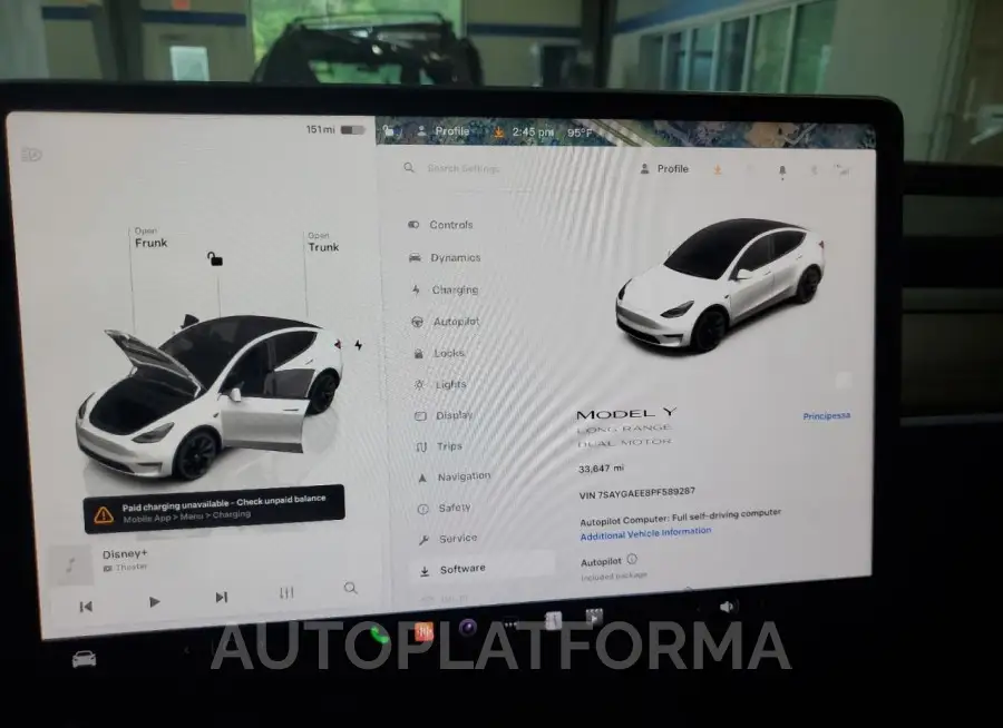 TESLA MODEL Y 2023 vin 7SAYGAEE8PF589287 from auto auction Copart