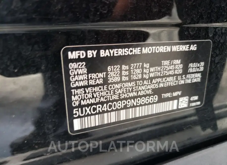 BMW X5 SDRIVE 2023 vin 5UXCR4C08P9N98669 from auto auction Copart