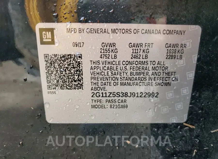 CHEVROLET IMPALA LS 2018 vin 2G11Z5S38J9122992 from auto auction Copart