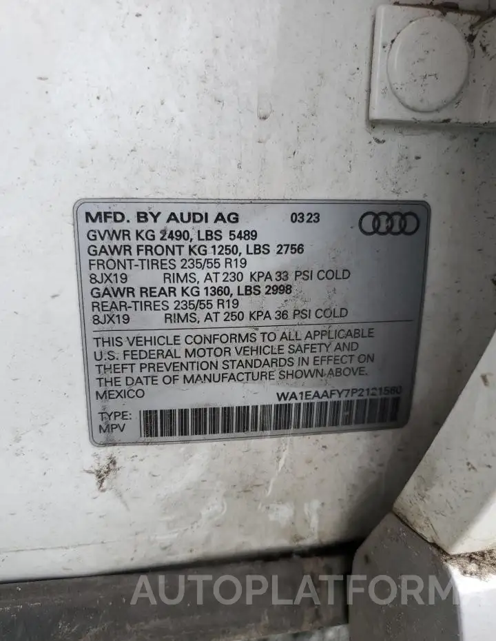 AUDI Q5 PREMIUM 2023 vin WA1EAAFY7P2121560 from auto auction Copart