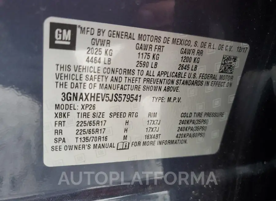 CHEVROLET EQUINOX LS 2018 vin 3GNAXHEV5JS579541 from auto auction Copart