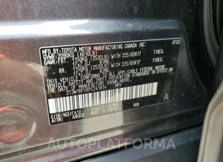 TOYOTA RAV4 XLE 2023 vin 2T3W1RFVXPC241814 from auto auction Copart