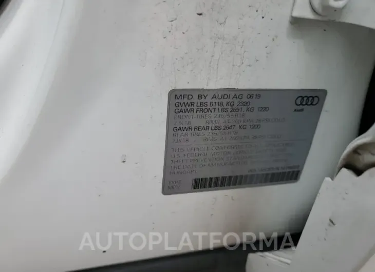 AUDI Q3 PREMIUM 2019 vin WA1AECF31K1076620 from auto auction Copart