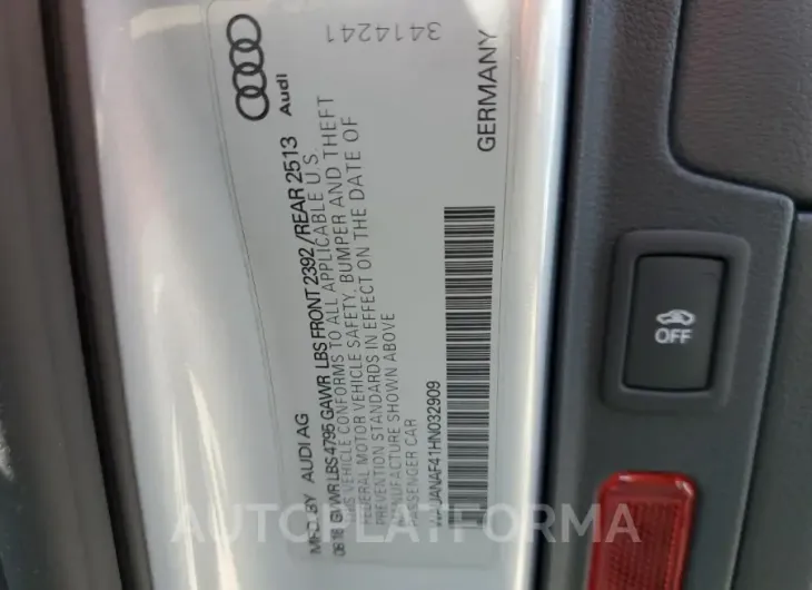 AUDI A4 PREMIUM 2017 vin WAUANAF41HN032909 from auto auction Copart