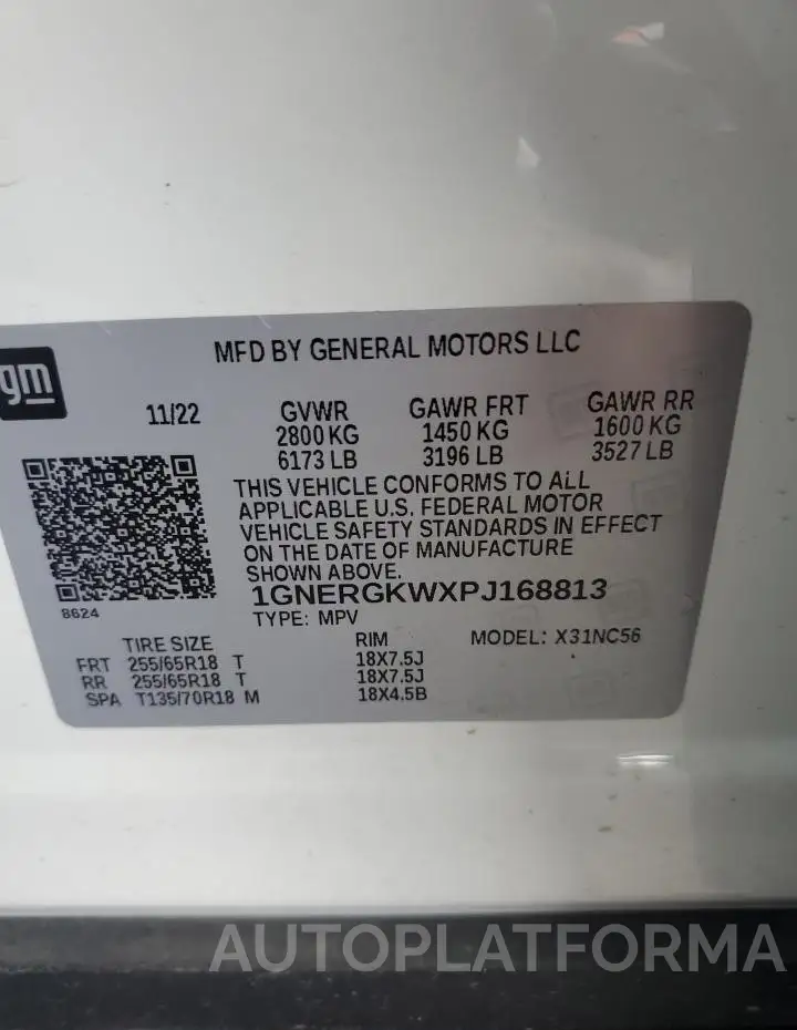 CHEVROLET TRAVERSE L 2023 vin 1GNERGKWXPJ168813 from auto auction Copart