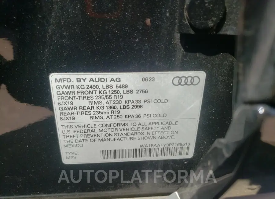 AUDI Q5 PRESTIG 2023 vin WA1FAAFY3P2165513 from auto auction Copart