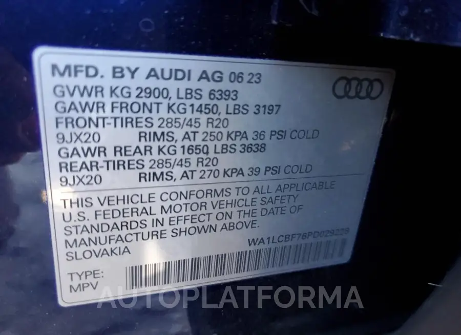 AUDI Q5 PREMIUM 2023 vin WA1LCBF76PD029228 from auto auction Copart