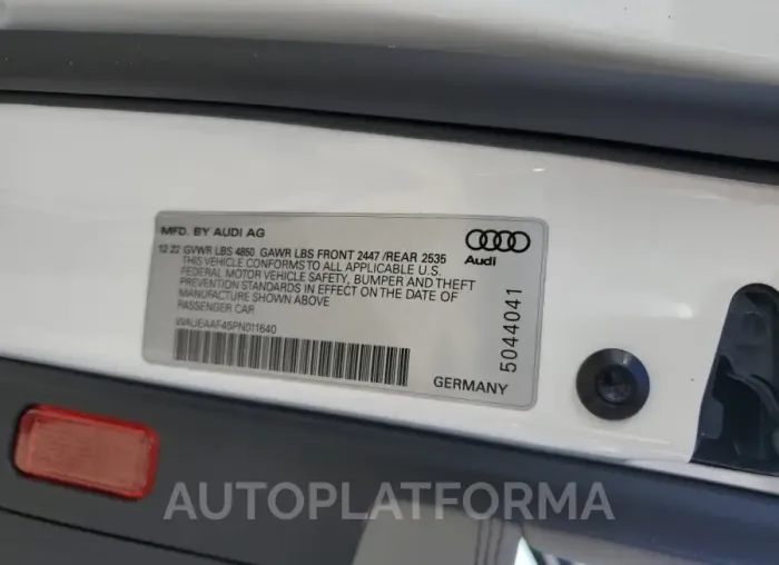 AUDI A4 PREMIUM 2023 vin WAUEAAF45PN011640 from auto auction Copart