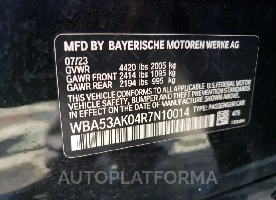 BMW 228I 2024 vin WBA53AK04R7N10014 from auto auction Copart