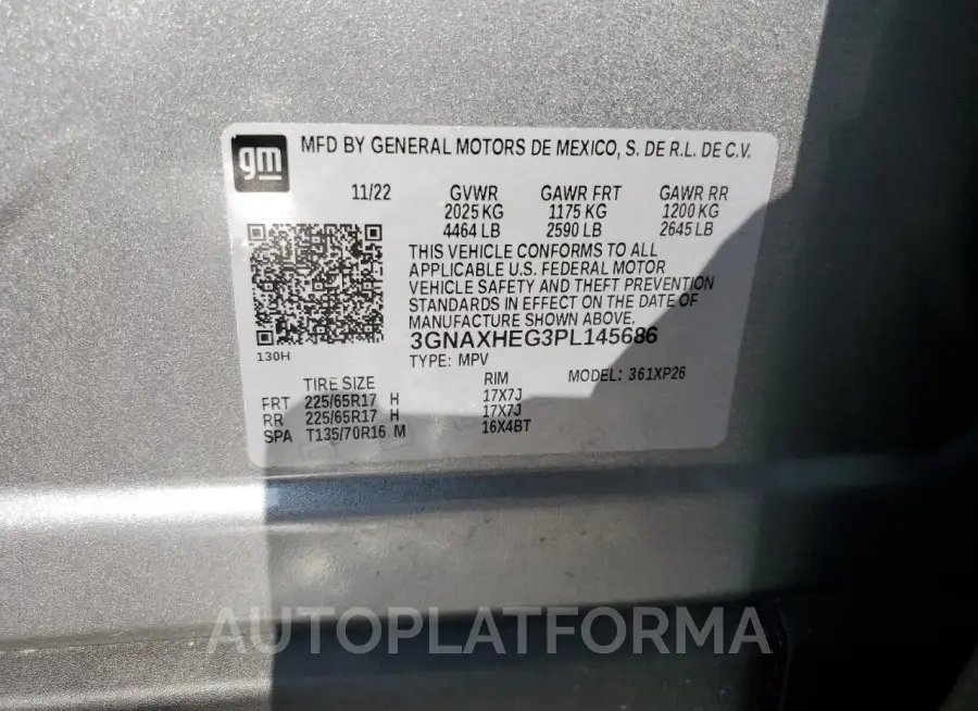 CHEVROLET EQUINOX LS 2023 vin 3GNAXHEG3PL145686 from auto auction Copart