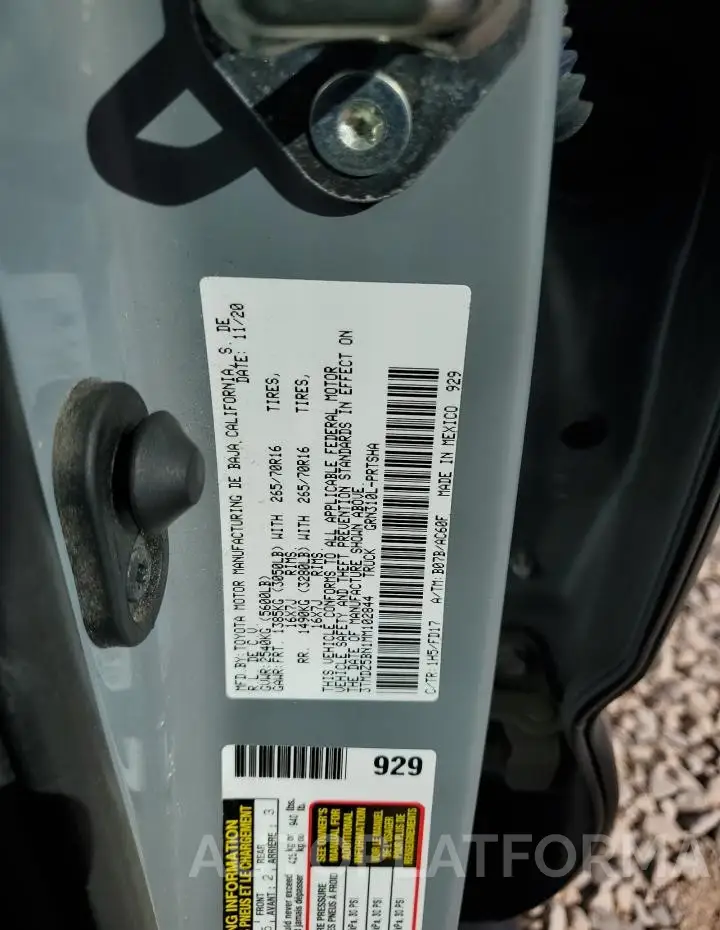 TOYOTA TACOMA DOU 2021 vin 3TMDZ5BN1MM102844 from auto auction Copart