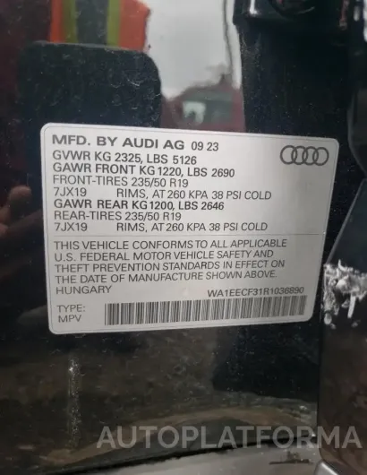 AUDI Q3 PREMIUM 2024 vin WA1EECF31R1036890 from auto auction Copart